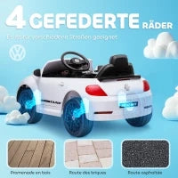 Outsunny Auto Elettrica per Bambini VW Maggiolino, 3-5 km/h, con Telecomando e Musica, Bianco