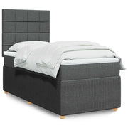 Giroletto a Molle con Materasso Grigio Scuro 100x200 cm Tessuto