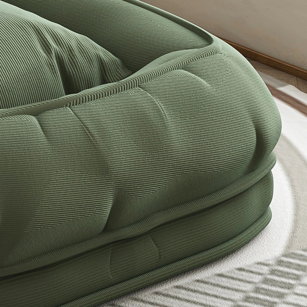 Divano Letto Pieghevole 180x90 cm Regolabile 5 Posizioni con 2 Cuscini; Tessuto a Coste; Verde