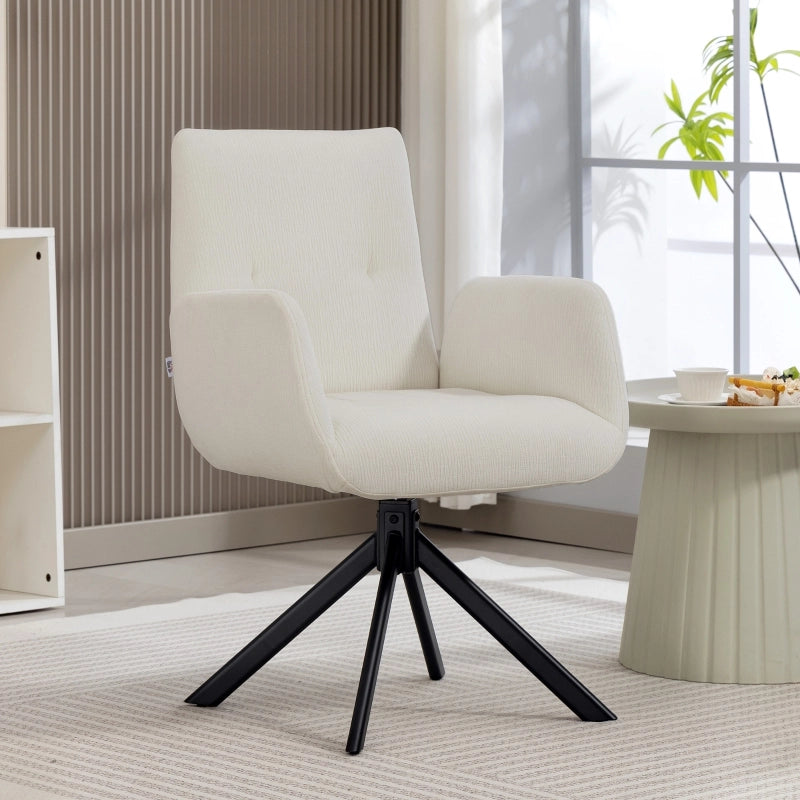 SEDIA Girevole 60x61x88 cm Cream White in poliestere