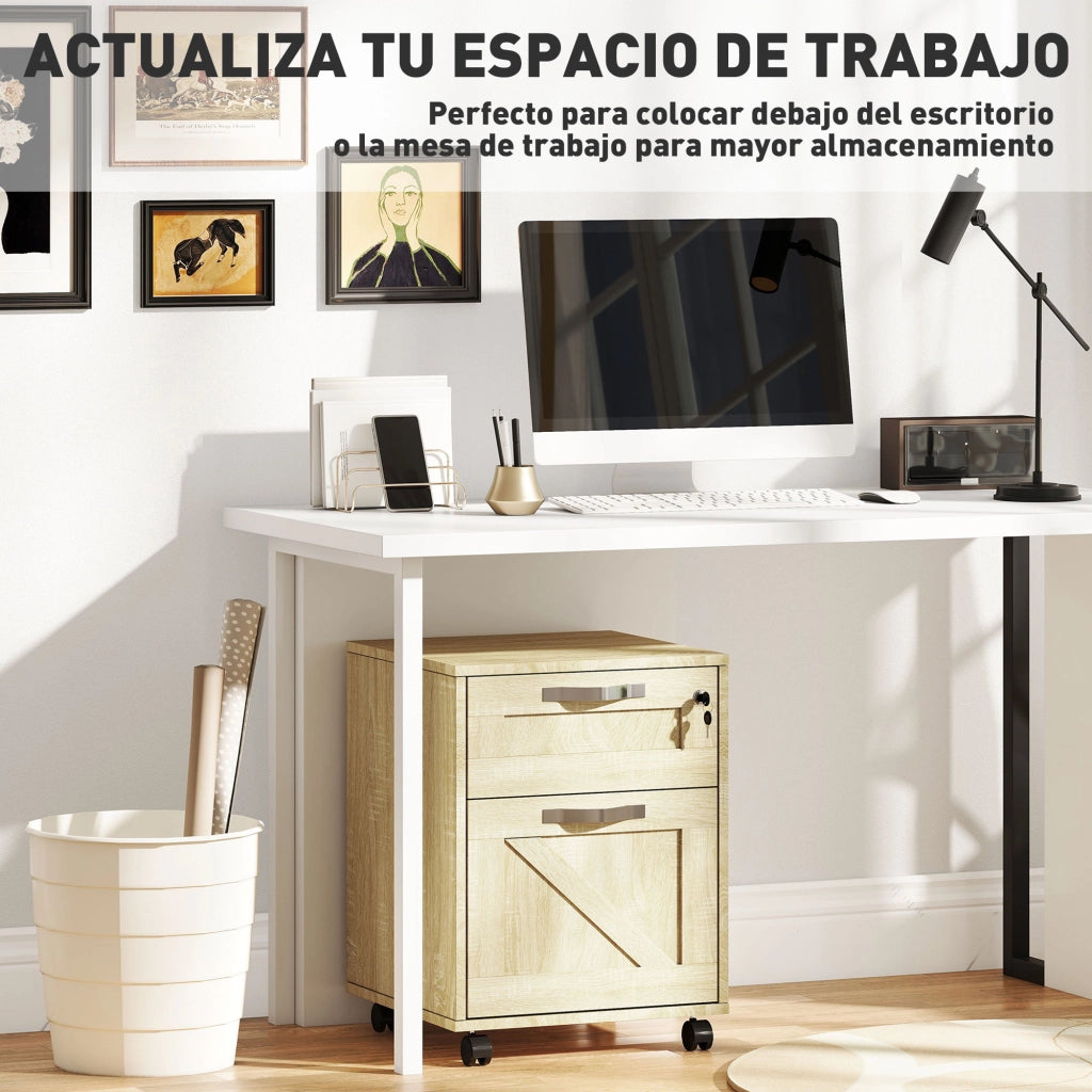 Scrivania con Cassetti ¨C Zephmum ¨C 41x42x56cm Legno Naturale