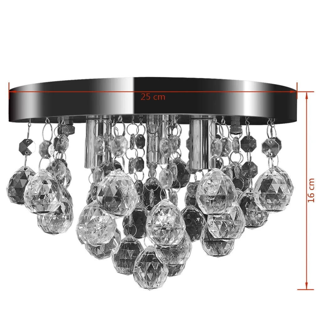 Lampada di Soffitto Pendente in Cristallo Lampadario Cromato 240688