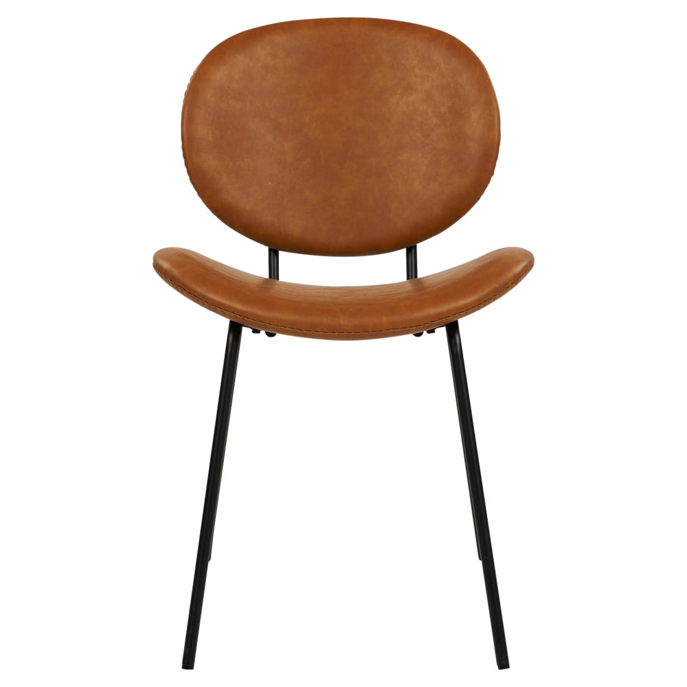 Set di 2 sedie da pranzo Marrone con gambe senza braccioli Finta pelle PU Gambe in ferro nero Design contemporaneo e retrò Sedute per la sala da pranzo