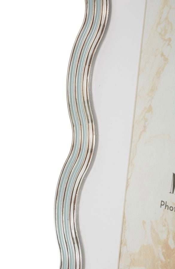 Cornice Elizabeth Celeste 17,5x1,3x22,5 cm in Zinco e Vetro Azzurro e Argento