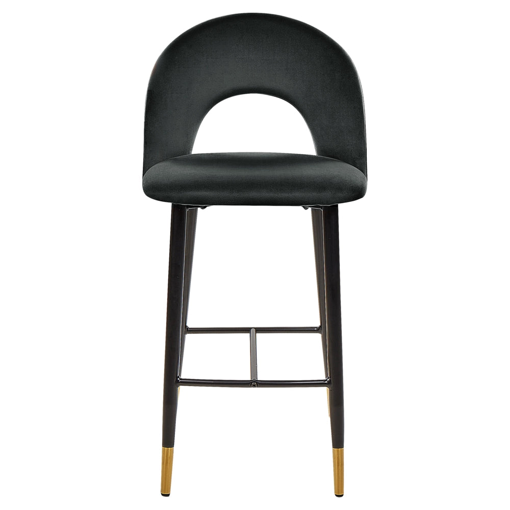 Set di 2 sedie da bar Corallo Rosso Velluto Nero Acciaio Design retrò accenti dorati Sala da pranzo