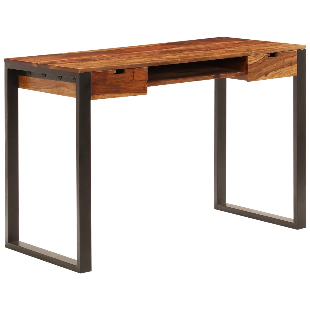 Scrivania 110x55x78 cm Massello di Acacia e Acciaio