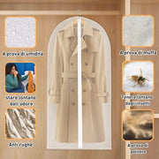 Set di Cuscini di Stoffa Translucida per Abbigliamento 60 x 120 cm - 6 pezzi - Impermeabile e Respiro con Cerniera Lunga