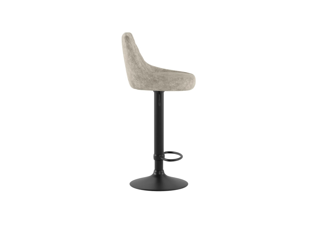 Sgabello Max con seduta in microfibra beige e struttura in metallo nero, altezza regolabile a gas, design moderno per angolo bar - Max