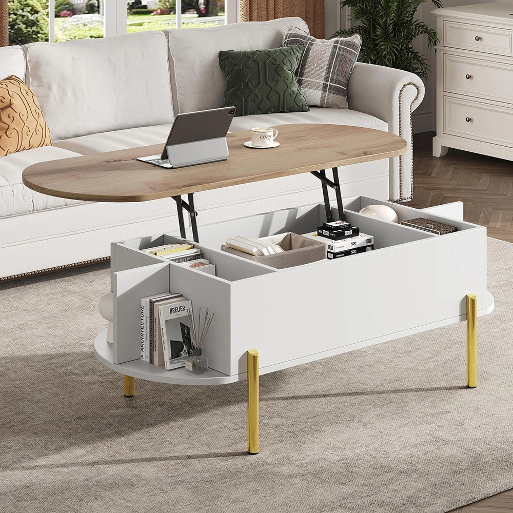 Tavolino multifunzione - Xylo - 120x50cm 7 ripiani legno/bianco