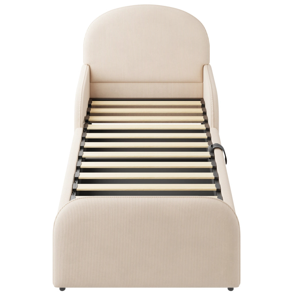 LETTO Polsterbett 90x200 cm con vano contenitore idraulico in velluto beige