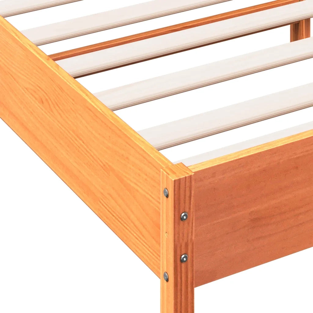 Letto senza Materasso Marrone Cera 135x190 cm in Legno di Pino 842669