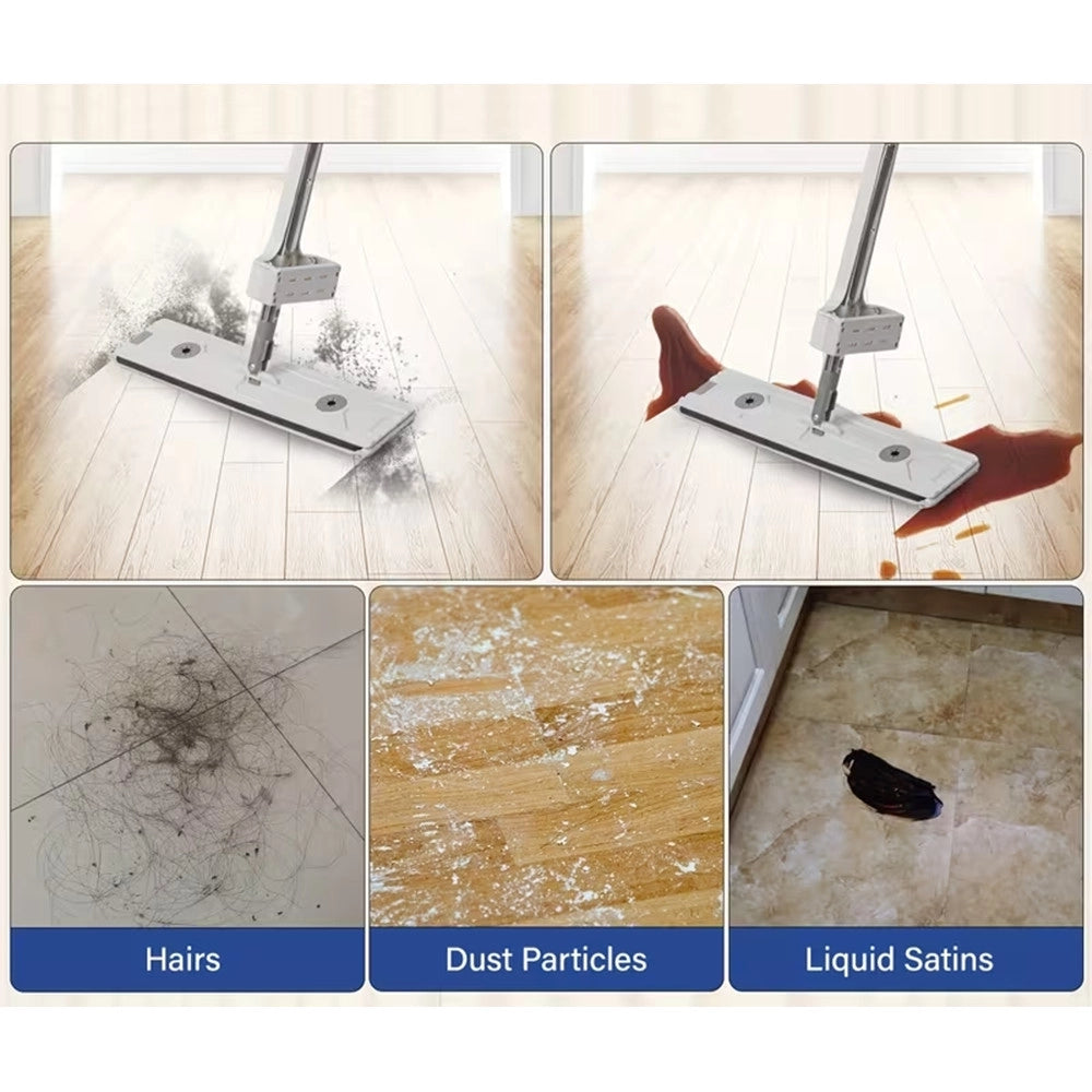 Trade Shop - Scopa Mocio Piatto Con Panni In Microfibra Strizzatore Per Pulizia Lava Pavimenti Casa -