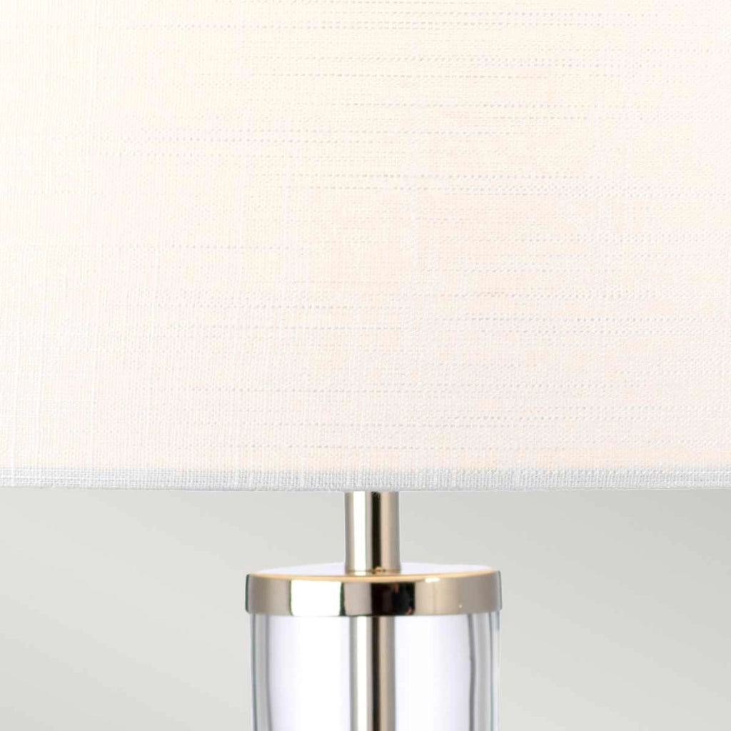 Lampada da tavolo vetro cromo paralume bianco Orb E27 Elstead