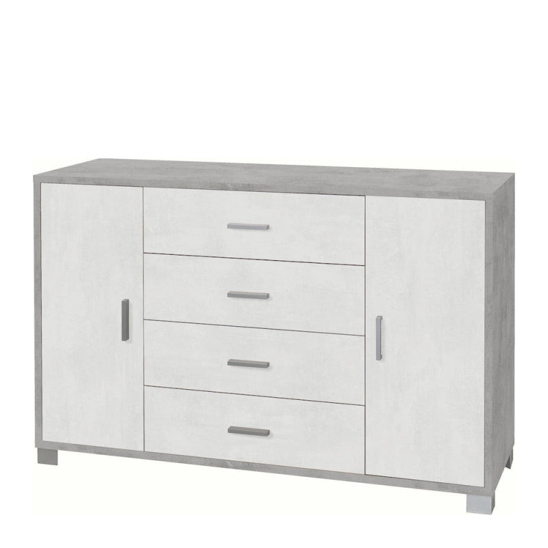 Mobile 2 Ante 4 Cassetti Kit Cemento cm 136x41x86h - Sarmog