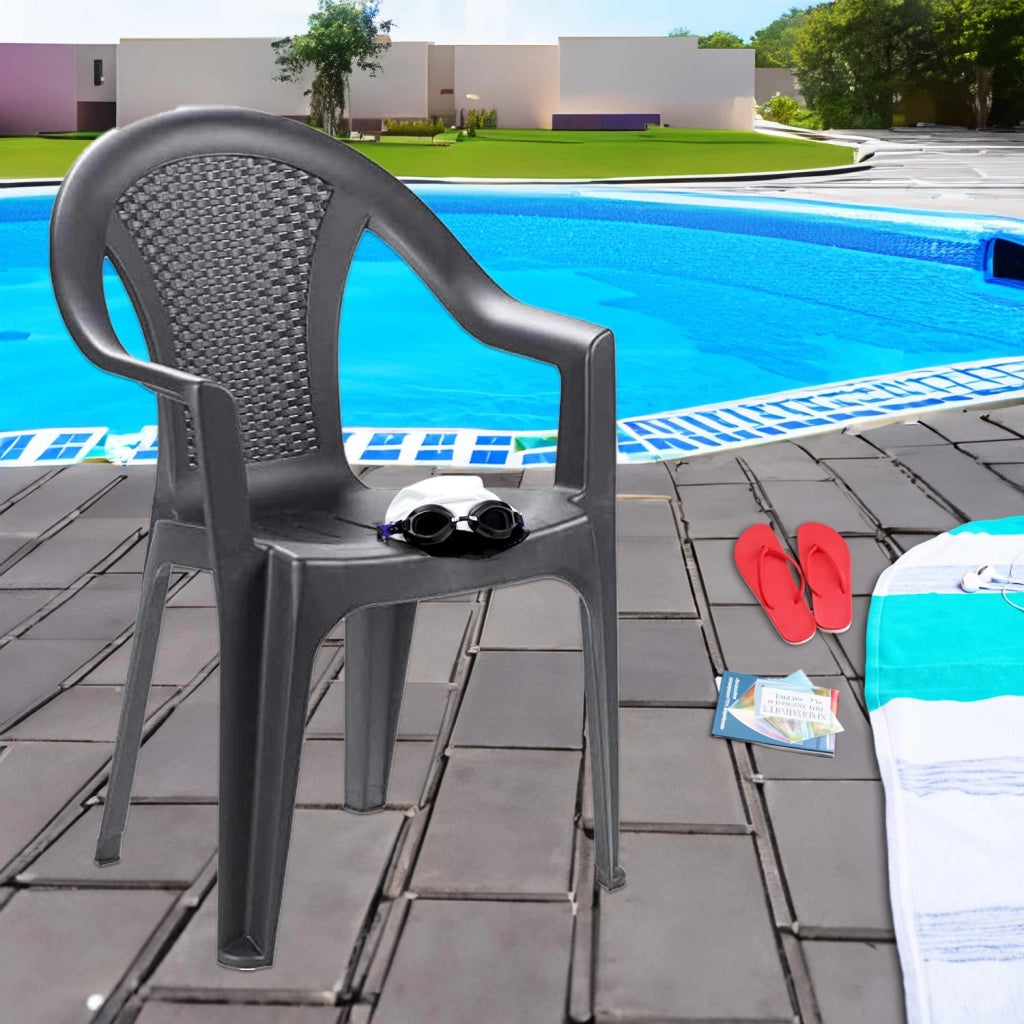 SET 6 SEDIE DA GIARDINO KORA IN POLIPROPILENE COLORE ANTRACITE 55 X 54 X 82 CM