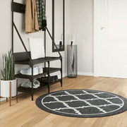 Tappeto Lavabile Nero e Bianco Ø 120 cm 136608