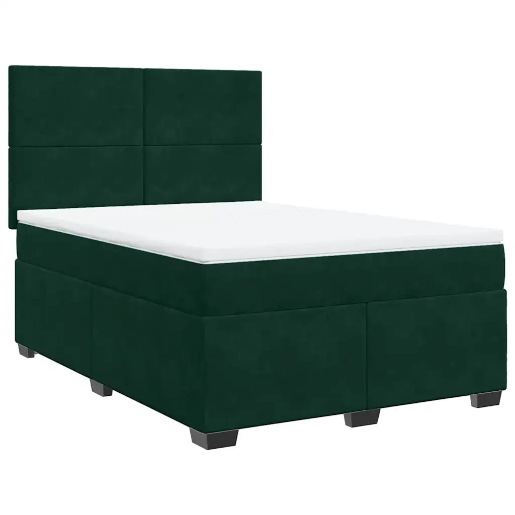 vidaXL Giroletto a Molle con Materasso Verde Scuro 140x200 cm Velluto