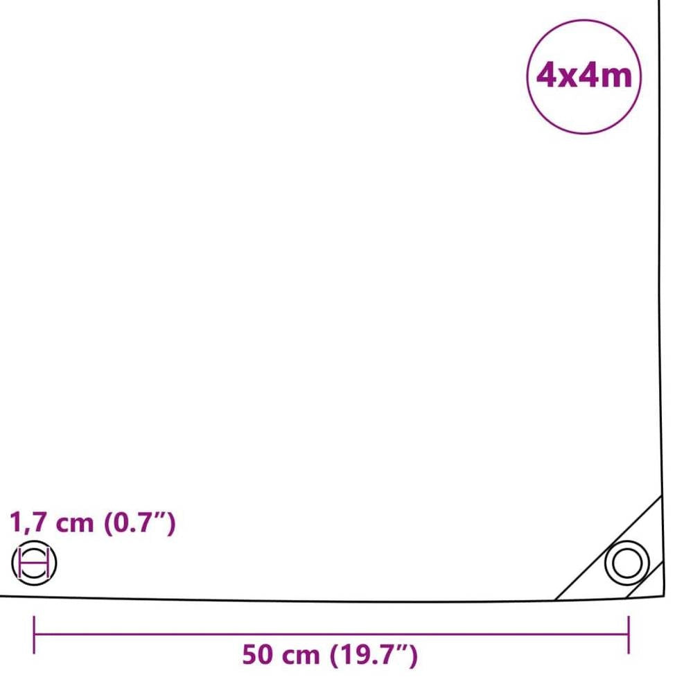 Tarpaulin 650 G/square Meter 4x4 M Grey