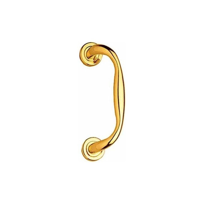 Ghidini 24982 OLV Airone Maniglione Zancato Sagomato per Porte in Legno Bocchette 45 mm Interasse 18 cm colore Ottone Lucido