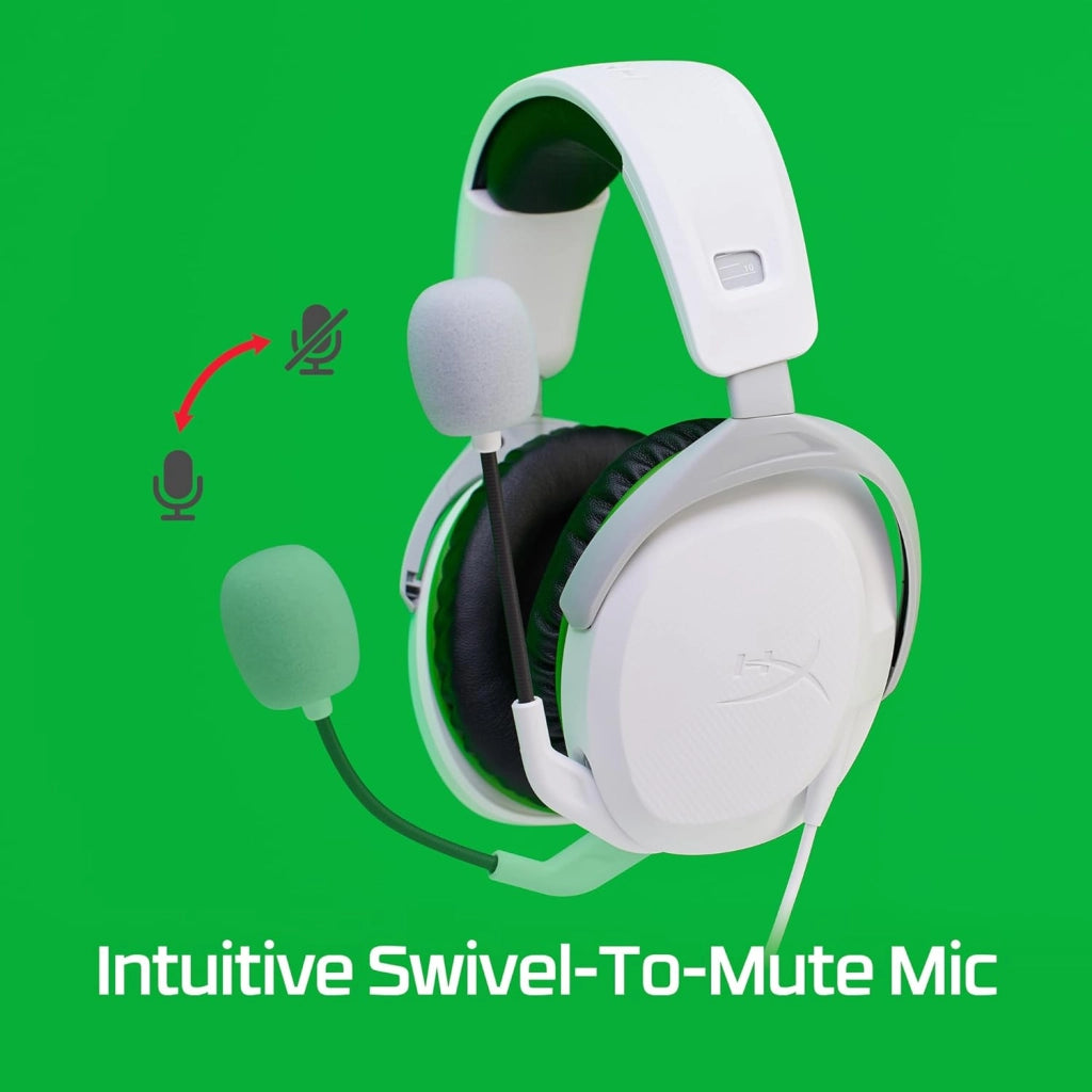 CloudX Stinger II, Cuffie da Gaming, Connessione Cablata a 3,5mm, Telaio in Plastica, Cuscinetti in Memory Foam Rivestiti in Similpelle, Comandi sul Padiglione, Adatto per Xbox, Bianco/Verde