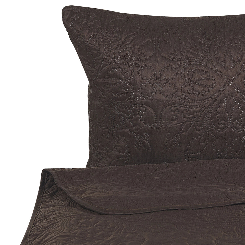 Set copriletto e cuscini in tessuto di poliestere marrone 160 x 220 cm motivo goffrato decorativo biancheria da letto classico camera da letto