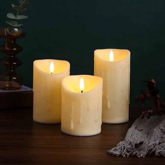 Set di candele led a led senza fiamma con telecomando - pacchetto da 3 candele elettroniche per decorazione interna ed esterna