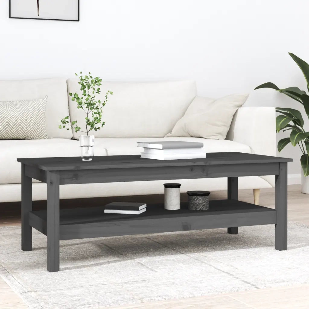 Tavolino da Salotto-Tavolino da soggiorno Grigio 110x50x40 cm Legno Massello di Pino 252596