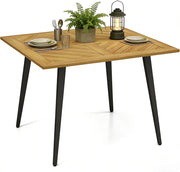 Tavolo da Esterno in Legno di Acacia, Tavolo Rettangolare con Struttura in Acciaio, Foro per Ombrellone 5 cm, Tavolo Pranzo Giardino per Giardino Cortile Balcone, Portata 75 kg (107 x 107 cm)