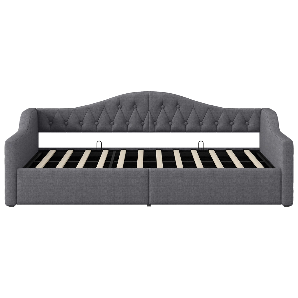 LETTO Giorno 90x200 cm Grigio con LED e contenitore