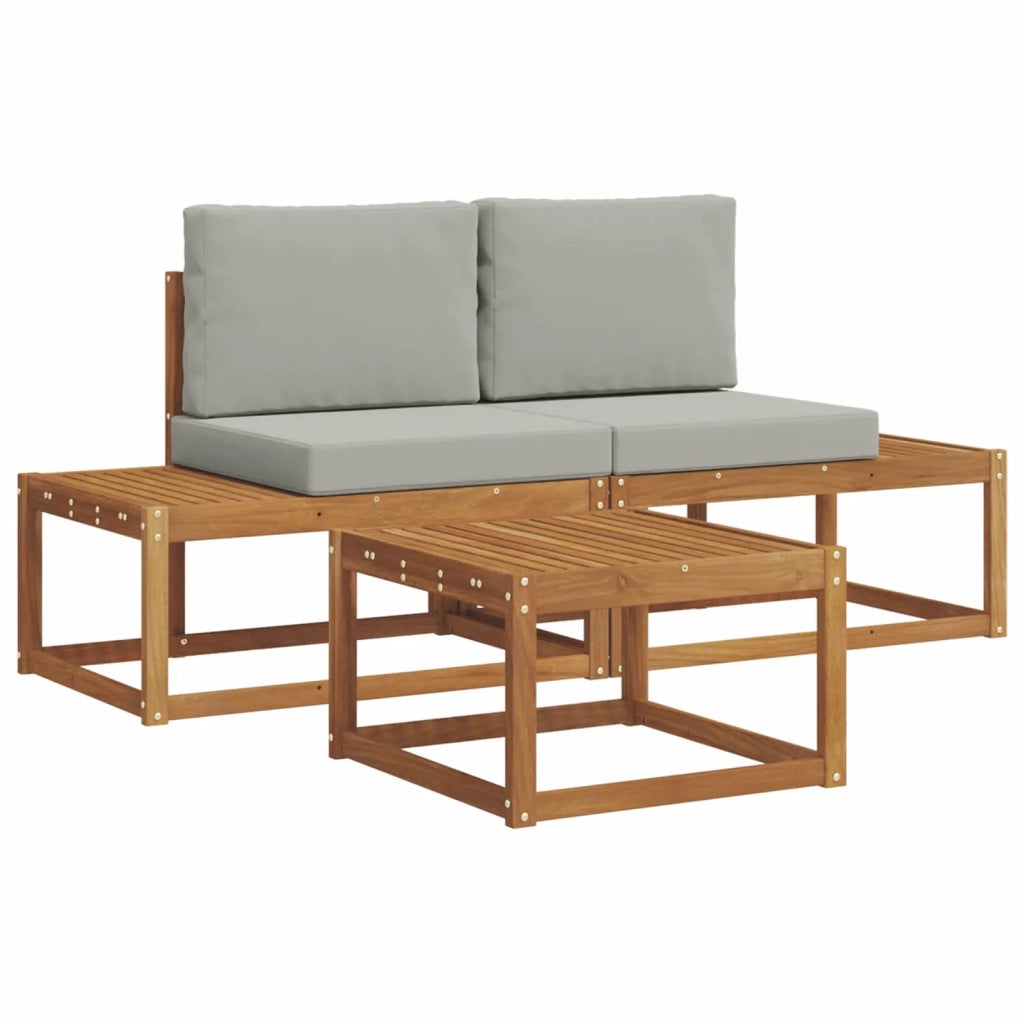 Set di divani da esterno con cuscino 3 pcs Naturale