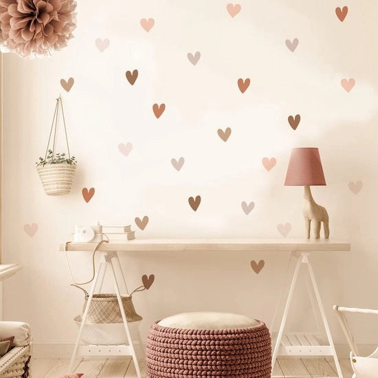 Decorazione per Muro a Forma di Cuore - 72 Pezzi - Muro Decorazione per Camera dei Bambini - Decorazione per Muro - Impermeabile - Duraturo - Sicuro - Tatuaggio per Muro