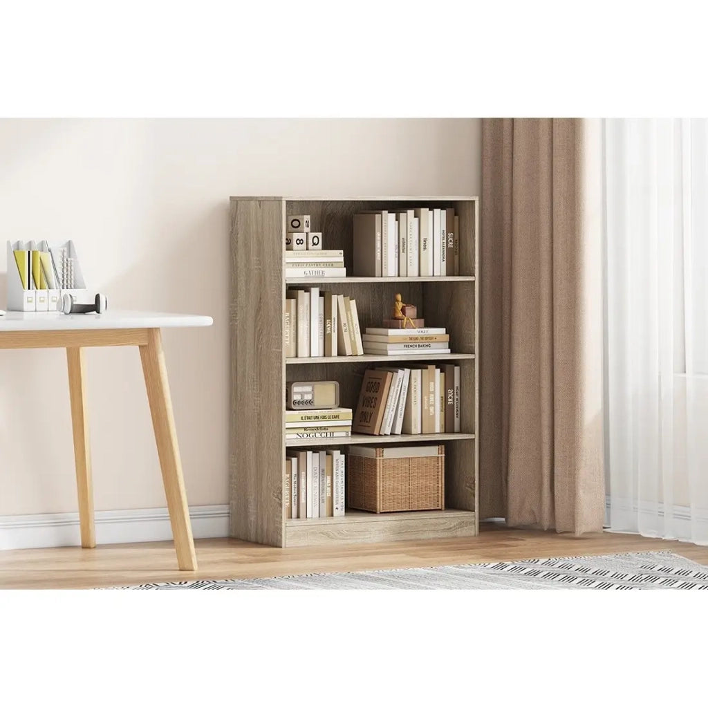 Libreria ampia design a 3 ripiani, colore rovere chiaro collezione TOLLY