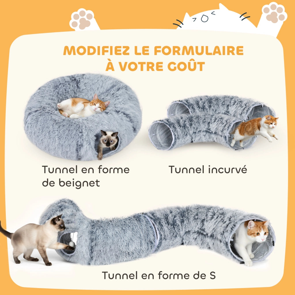 Letto per Gatti a Forma di Ciambella con Cuscino Lavabile ¨C zephmum ¨C Grigio Chiaro 90x80x27 cm