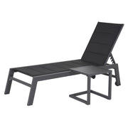 Set di lettino eTavolino BARBADOS in textilene nero - alluminio grigio antracite