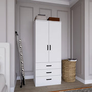 Armadio Camera da Letto Sondrio, Guardaroba 2 Ante Appendiabiti, 60x175h cm Bianco