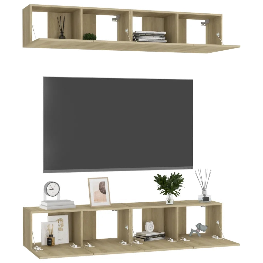Mobili TV 4 pz Rovere Sonoma 80x30x30 cm in Truciolato cod mxl 11710