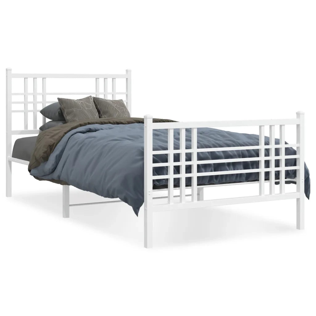 Giroletto con Testiera e Pediera Metallo Bianco 107x203 cmcod mxl 116402