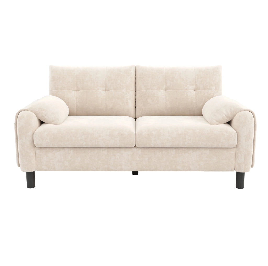 Divano 2 posti 158x80x88.5 cm salvaspazio in chenille beige