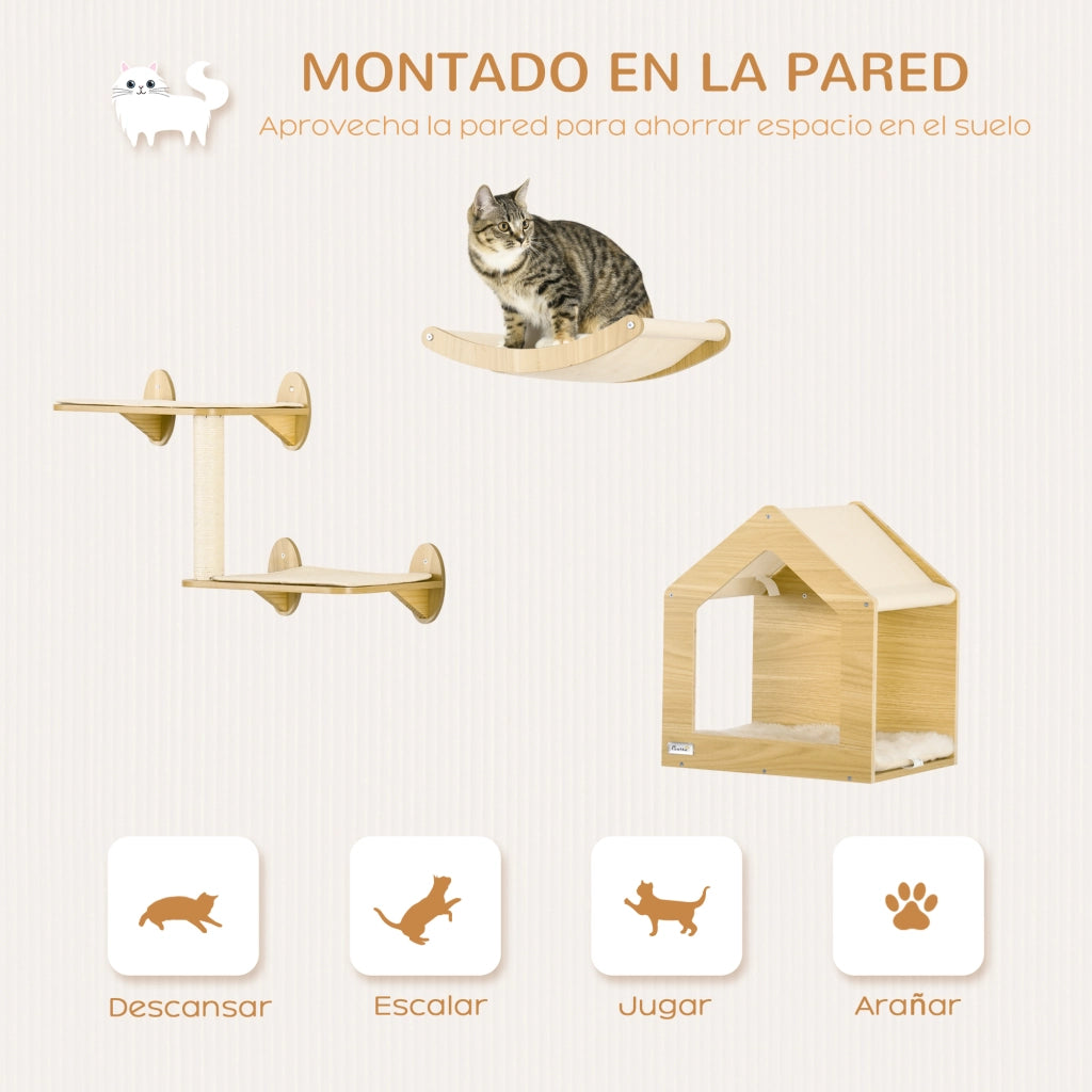 Letto per Gatti con Scaffale Amaca e Tiragraffi ¨C zephmum ¨C Roble