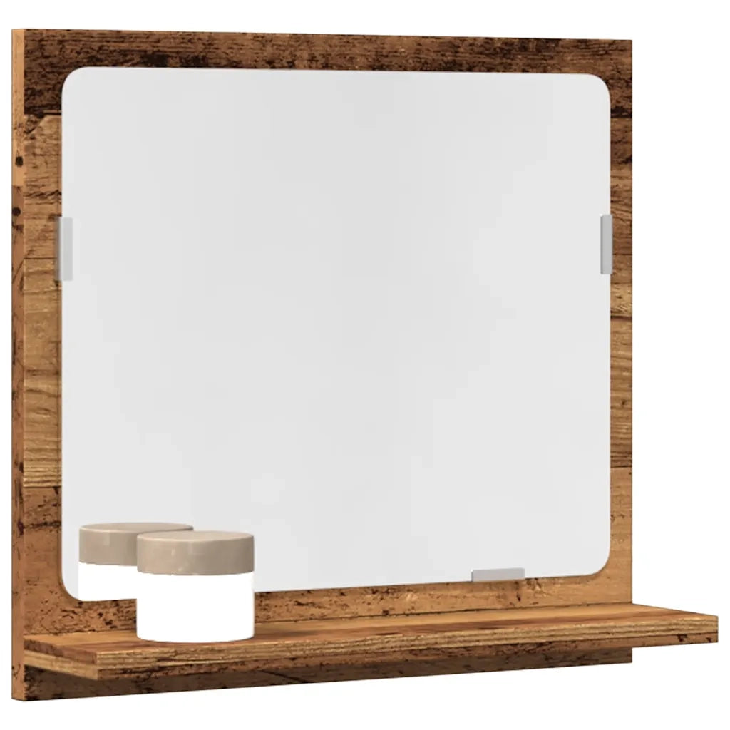 vidaXL Mobile da Bagno con Specchio Legno Antico 40x11x37cm Truciolato