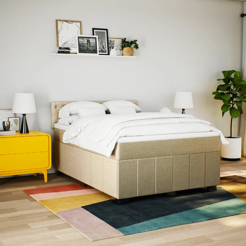 Giroletto a Molle con Materasso Crema 140x19 cm in Tessuto