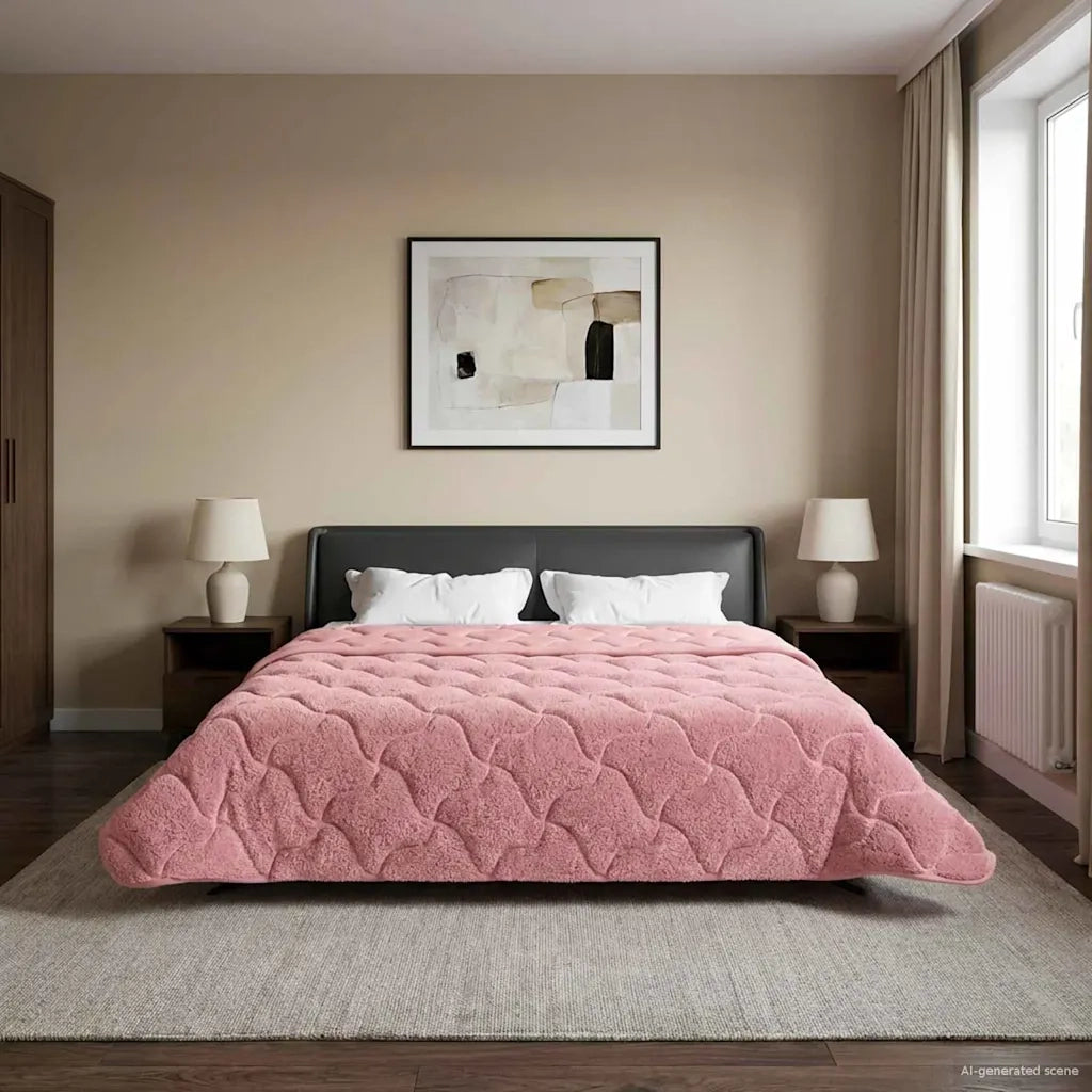 Duvet Invernale Rosa 240 x 260 cm Microfibra e Fleece Teddy 42026348