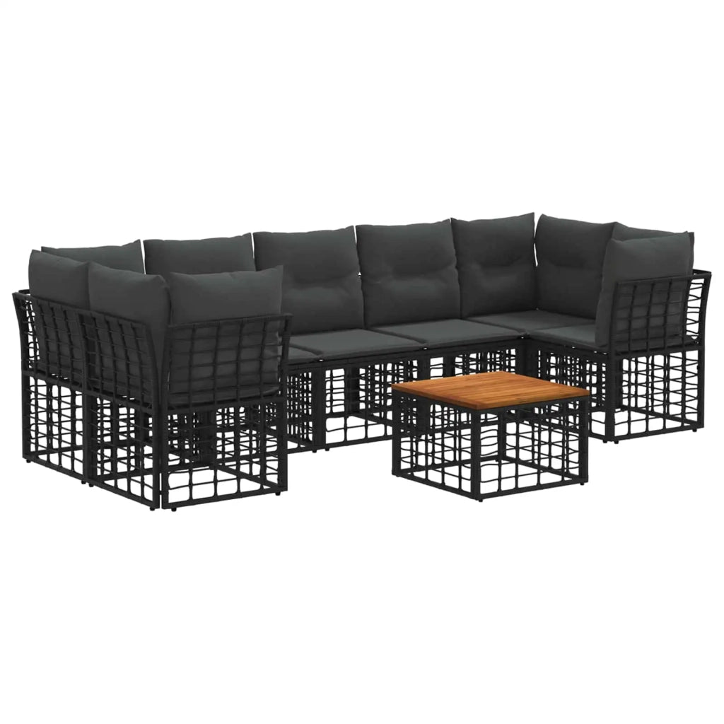 Set di divani da esterno 8 pz Nero e Grigio scuro polyrattan 3437417