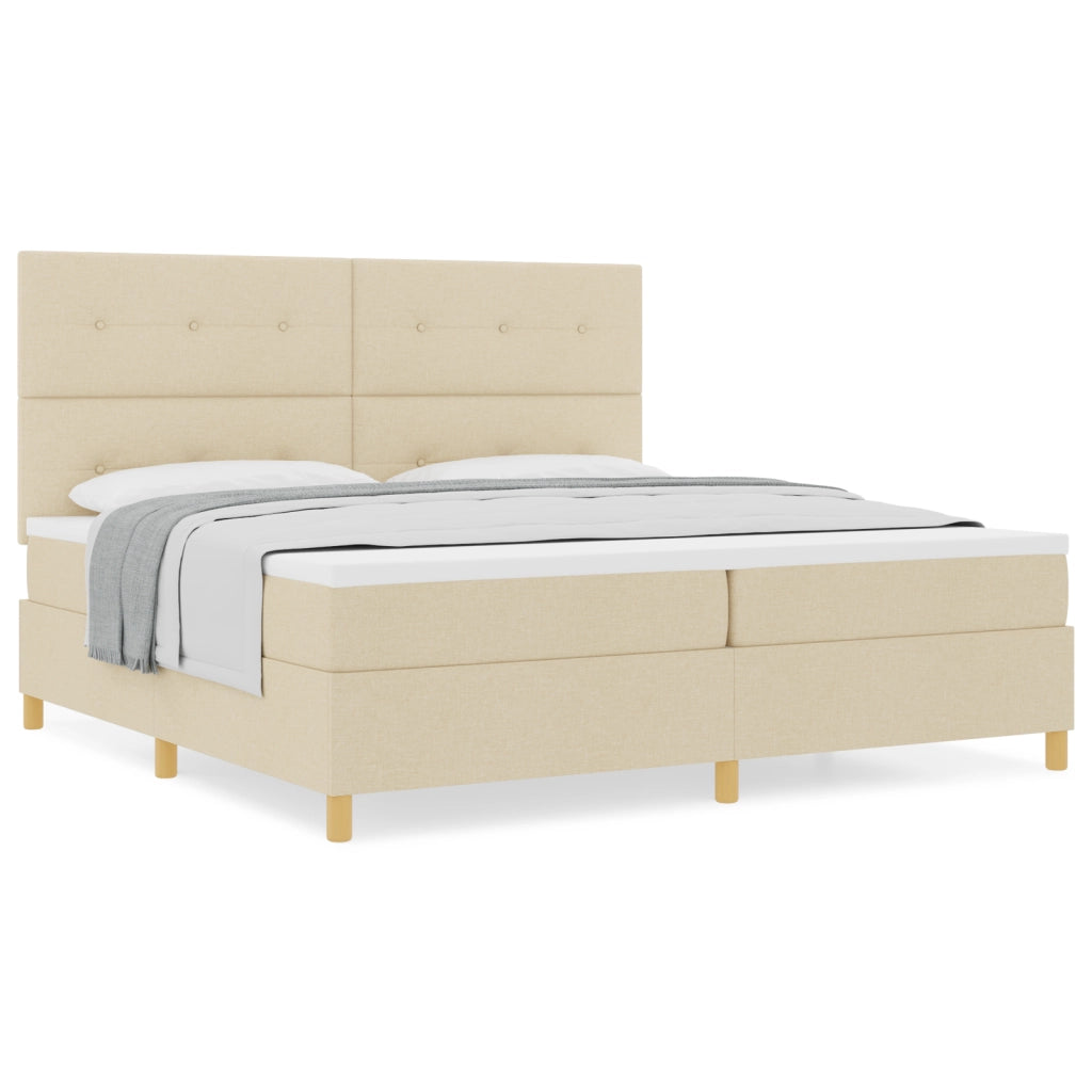Letto con sommier e materasso panna 200x200 cm in tessuto