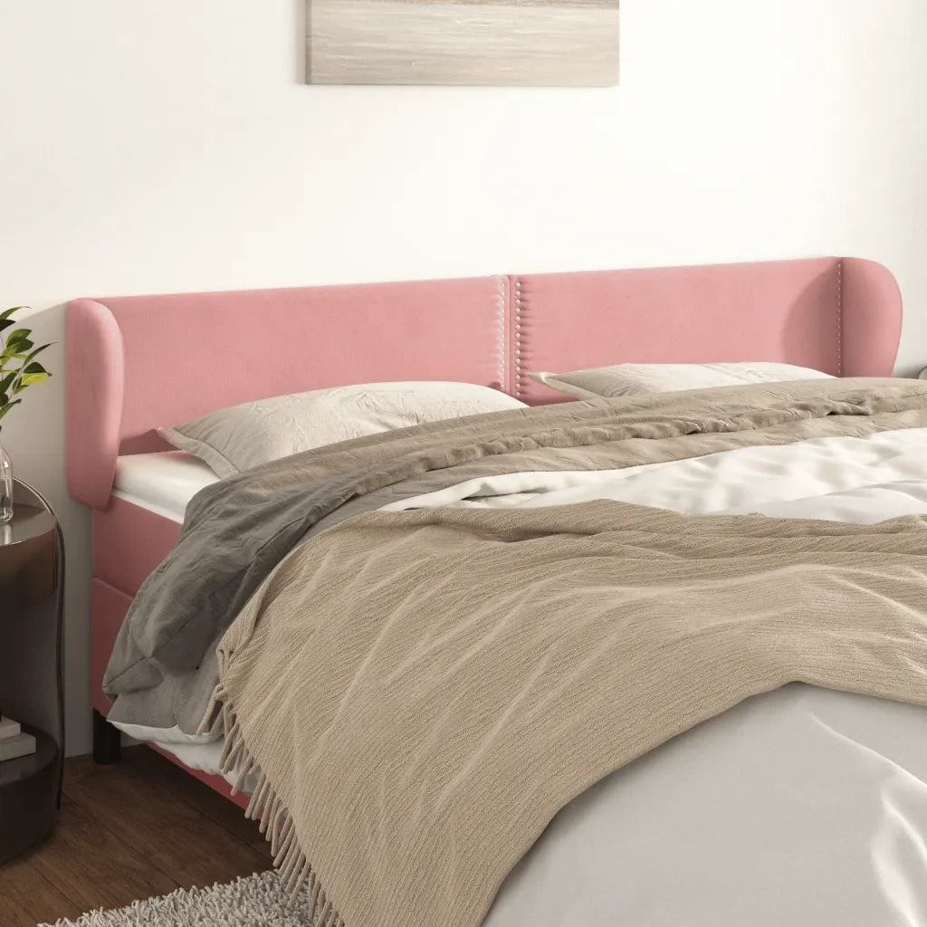 Testiera ad Orecchio Rosa 203x23x78/88 cm in Velluto 3117075