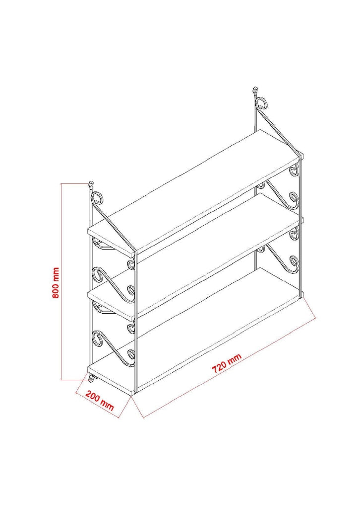 Mensola da parete in legno "Seramoni" 72 x 20 x 81 cm - Bianco