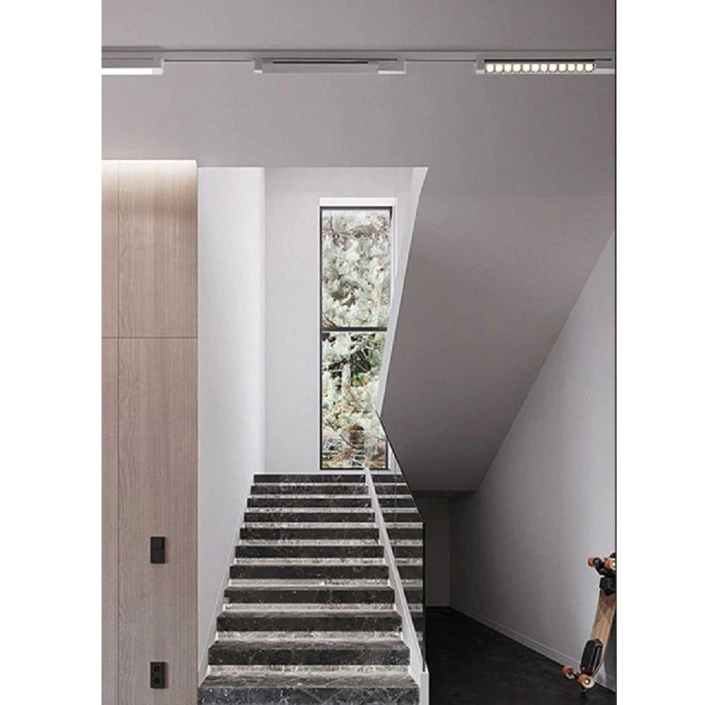 Trade Shop - Faretto Orientabile Binario 12w 6 Led Bianco Nero Luce 6500k 4000k 3000k Pst-27 -