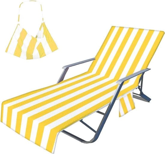 Coprisedia per sedie a sdraio, asciugamano per sdraio in microfibra con 2 tasche, asciugamano per sdraio da piscina, spiaggia, giardino (75 x 210 cm)