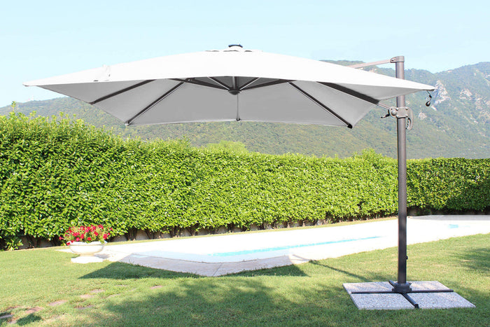 Ombrellone da Giardino con Led Pitagora 3x4 m in Alluminio Antracite Telo Grigio