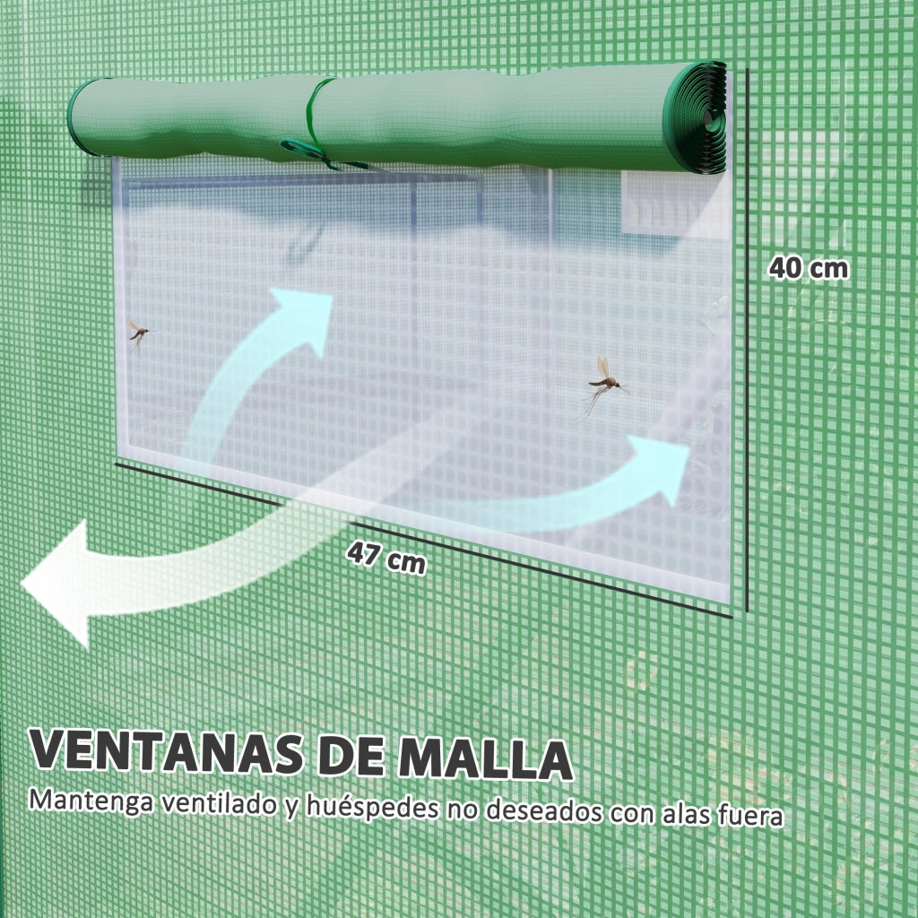 Serra a Tunnel da Giardino ¨C Xylo ¨C 4x3x2m Verde con 6 Finestre 3 Porte Acciaio Galvanizzato